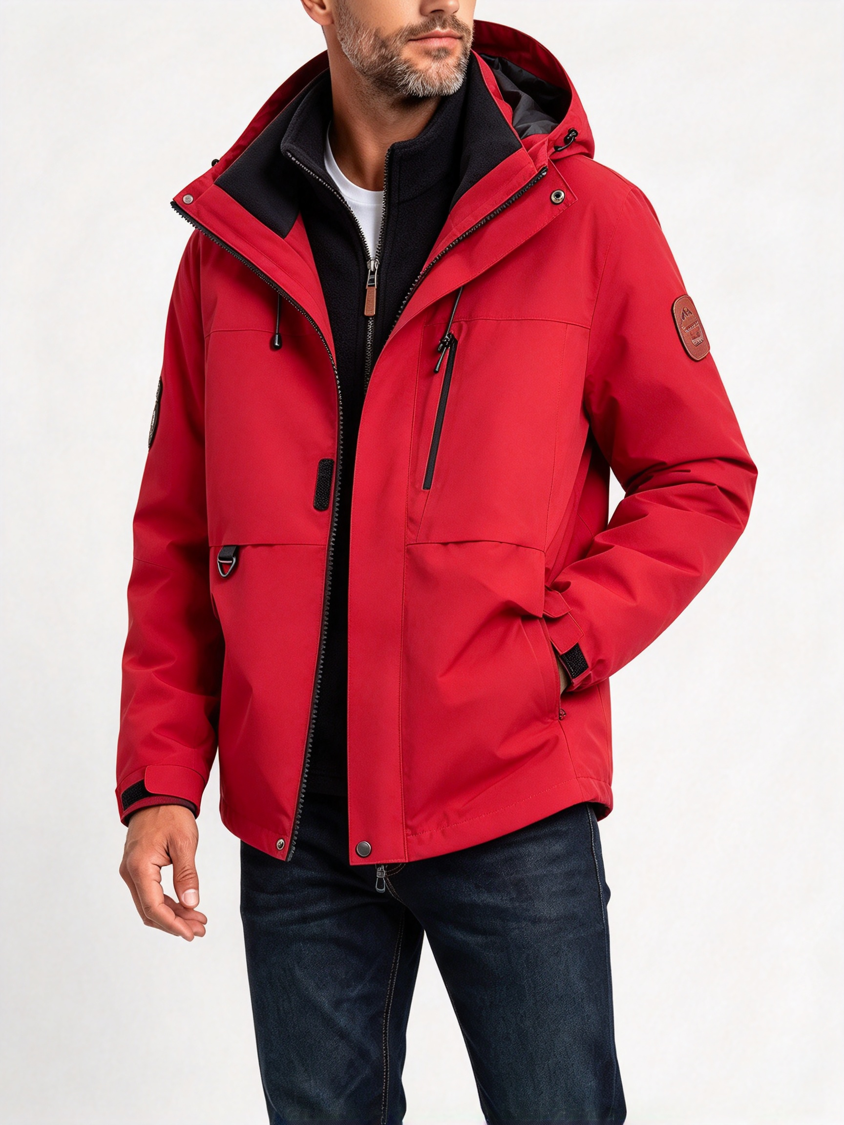 Herrwert | Herren 3-in-1 Outdoorjacke mit abnehmbarer Fleece-Innenjacke und Kapuze