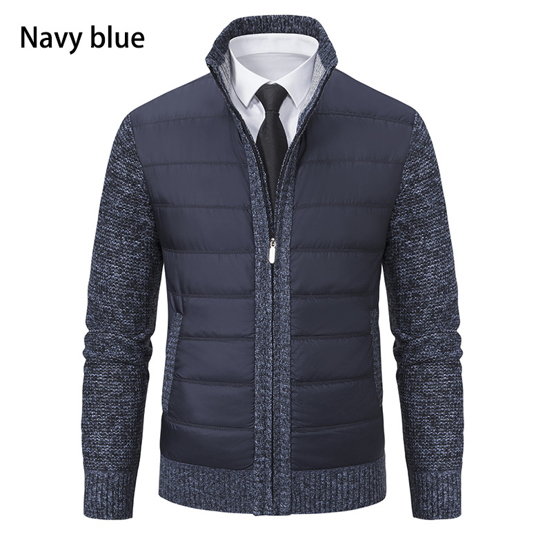 Herrwert | Herren Thermo-Strickjacke mit Stehkragen, warmer Fütterung und Steppfront