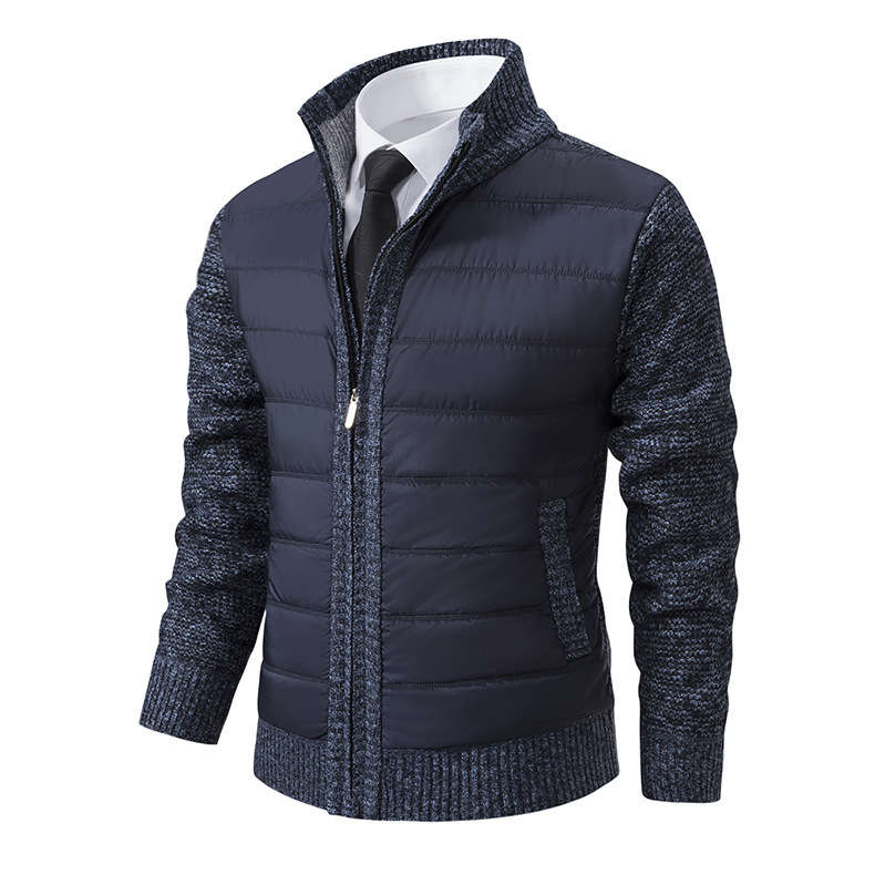 Herrwert | Herren Thermo-Strickjacke mit Stehkragen, warmer Fütterung und Steppfront