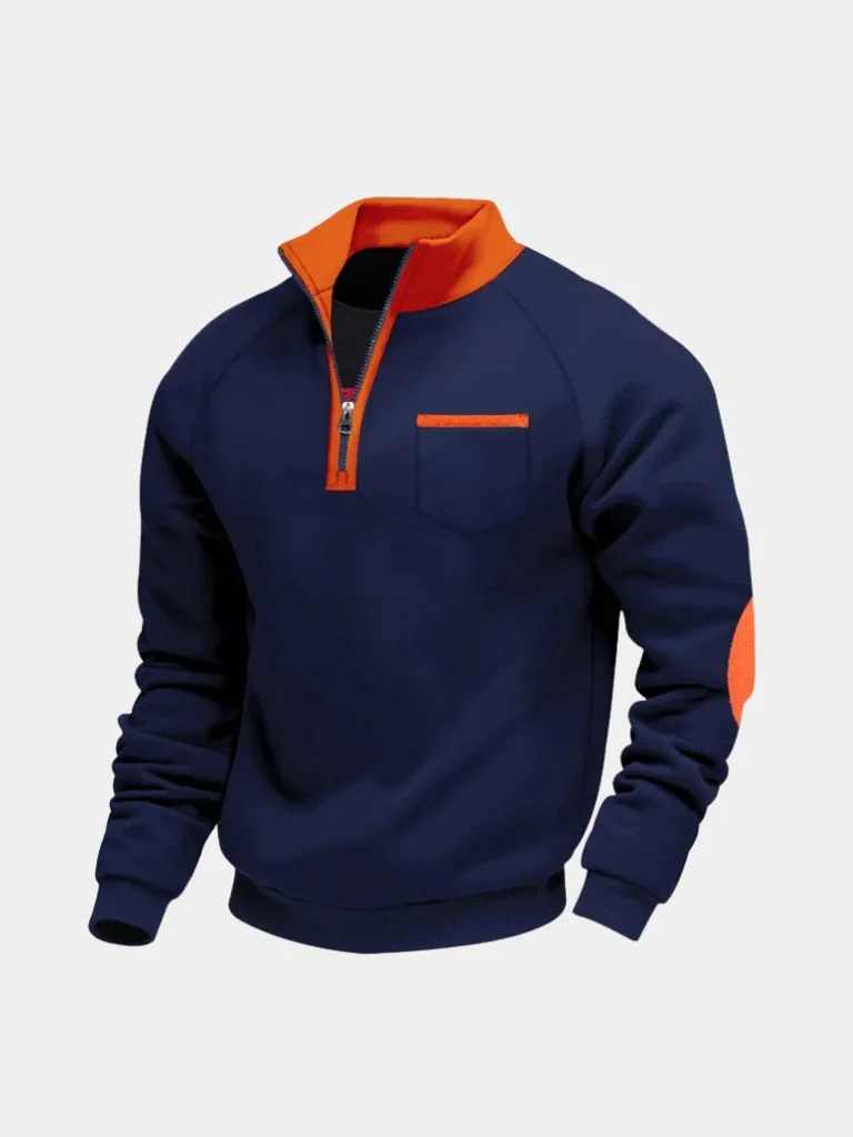Herrwert | Klassischer Herren-Sweatpullover mit Stehkragen und Reißverschluss für Alltag und Freizeit