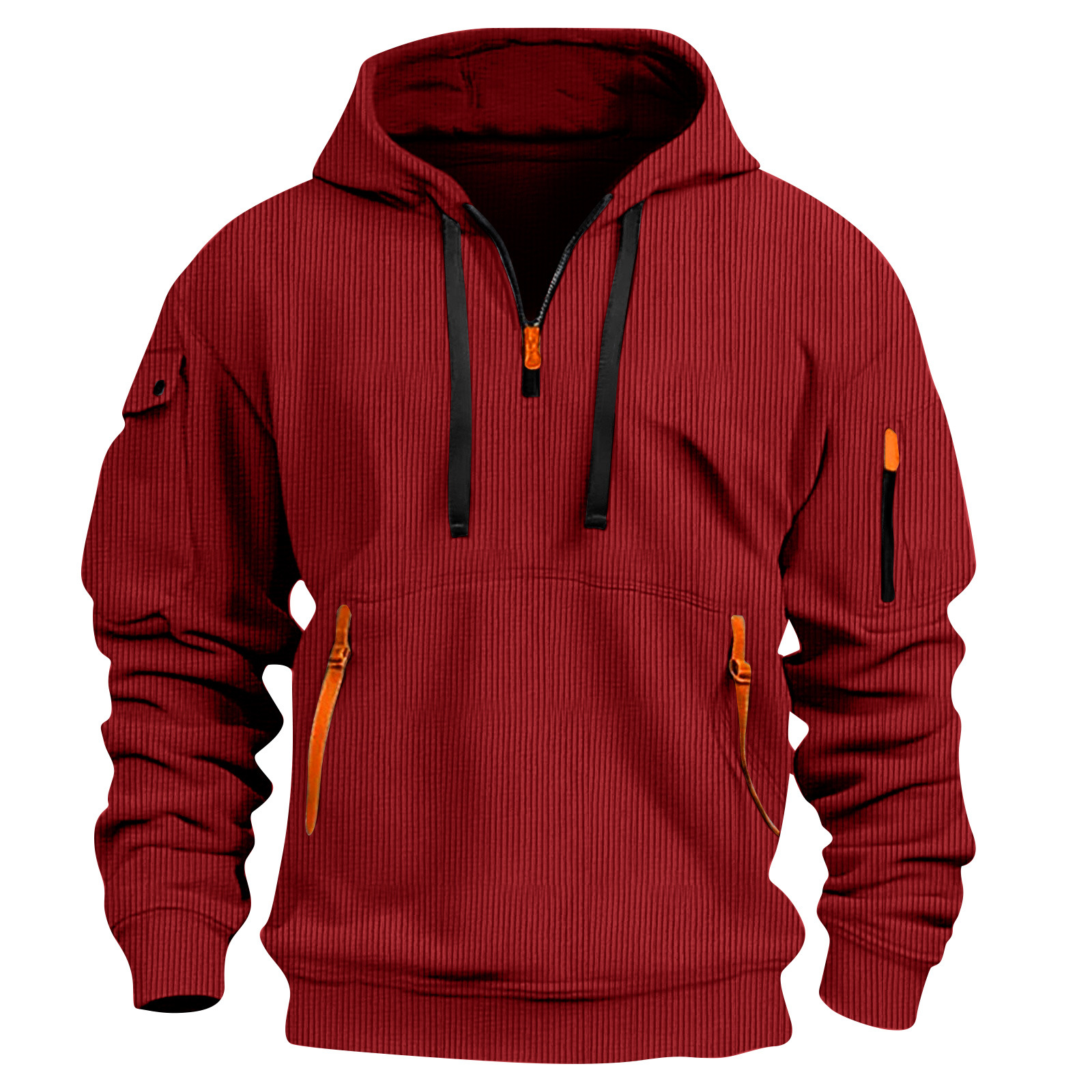Herrwert | Herren Kapuzenpullover mit Half-Zip und praktischen Reißverschlusstaschen