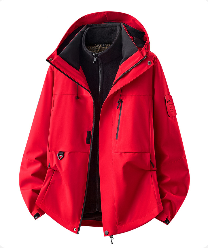 Herrwert | Herren 3-in-1 Outdoorjacke mit abnehmbarer Fleece-Innenjacke und Kapuze