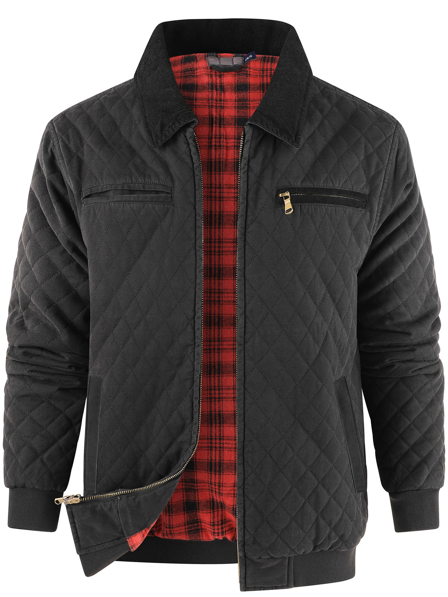 Herrwert | Herren Thermo-Steppjacke mit kariertem Innenfutter für Herbst und Winter