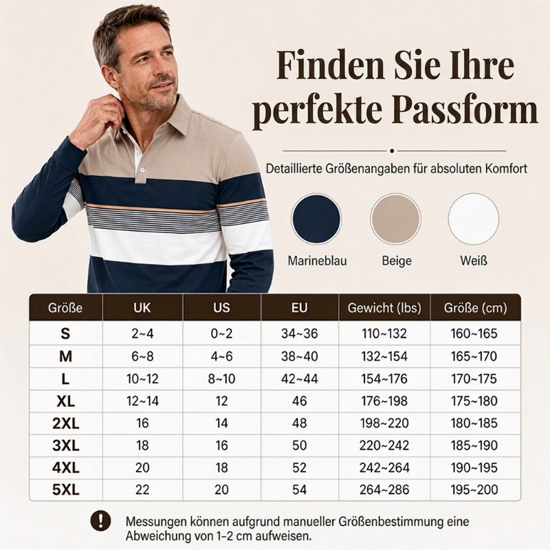 Herren-Langarm-shirt mit Colorblock- und Streifen-Design