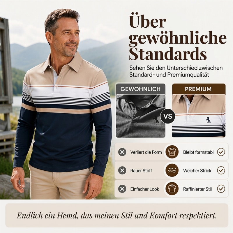 Herren-Langarm-shirt mit Colorblock- und Streifen-Design