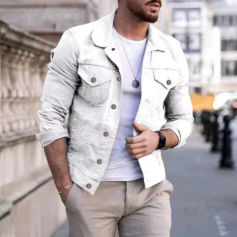 Herrwert | Herren Slim-Fit Freizeitjacke mit Umlegekragen und Knopfverschluss