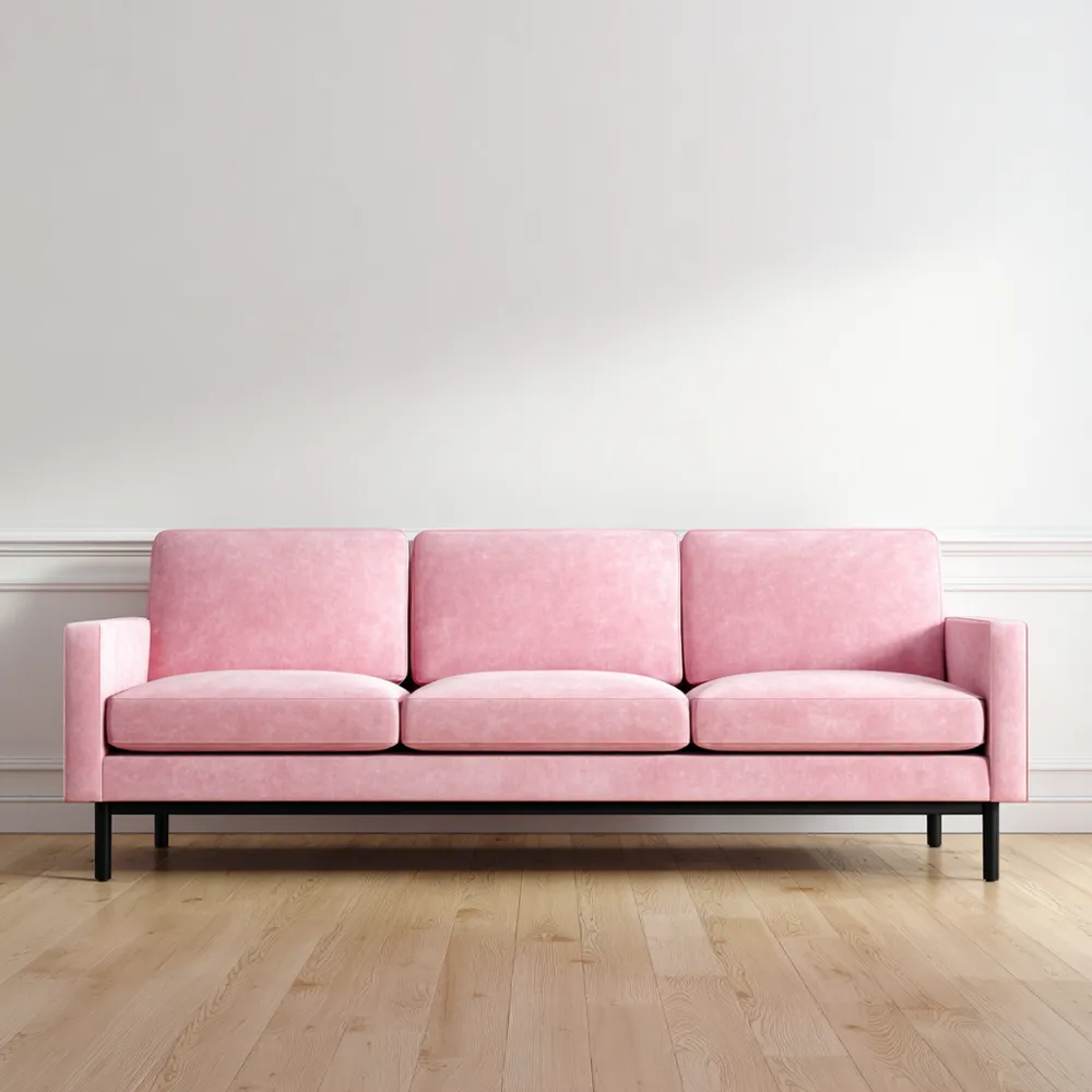 Canapé 3 places Velours 200x85x75 cm – Rose – Design Contemporain
