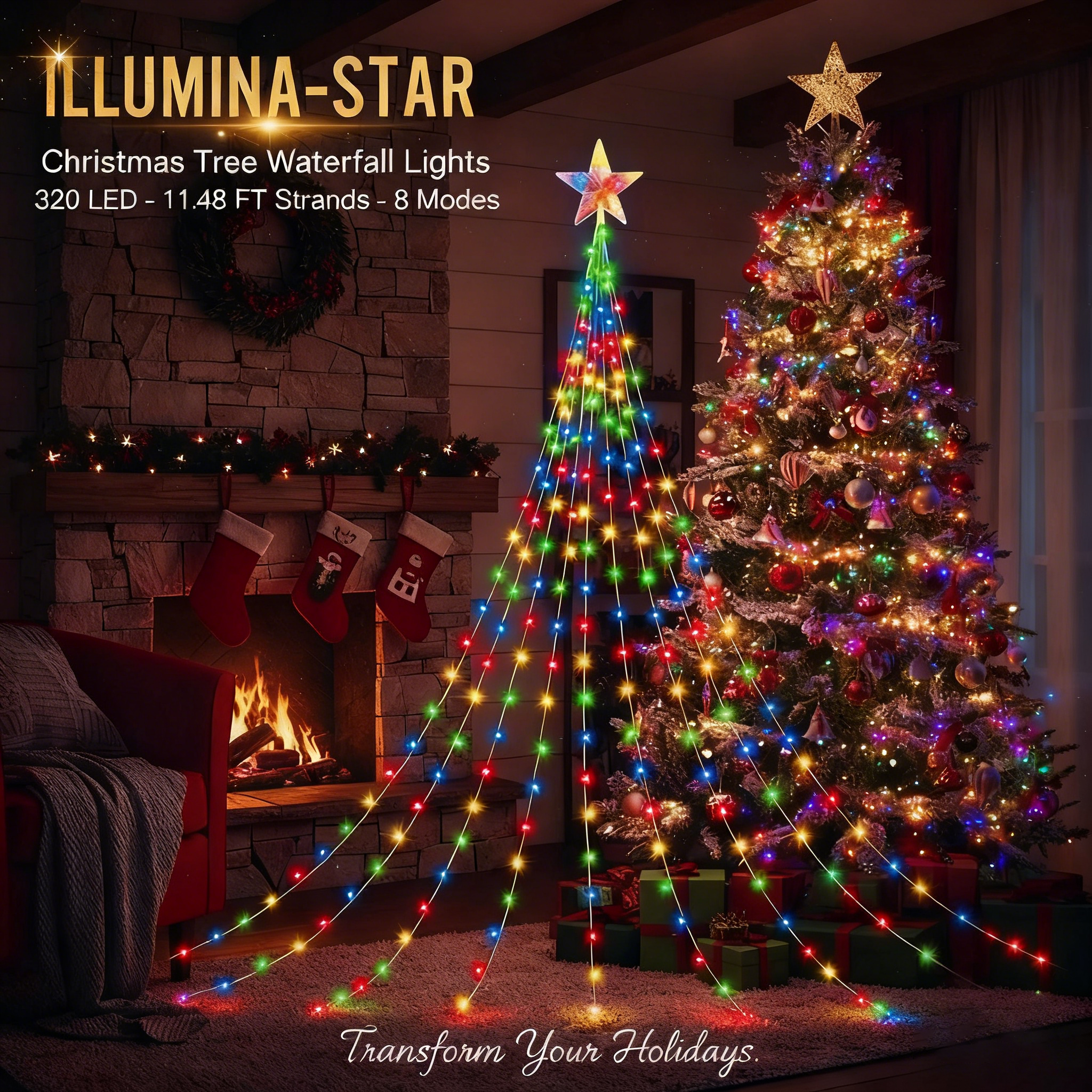 🎁Predčasný sviatočný výpredaj 50% ZĽAVA🎄Vianočné osvetlenie Starlight Cascade