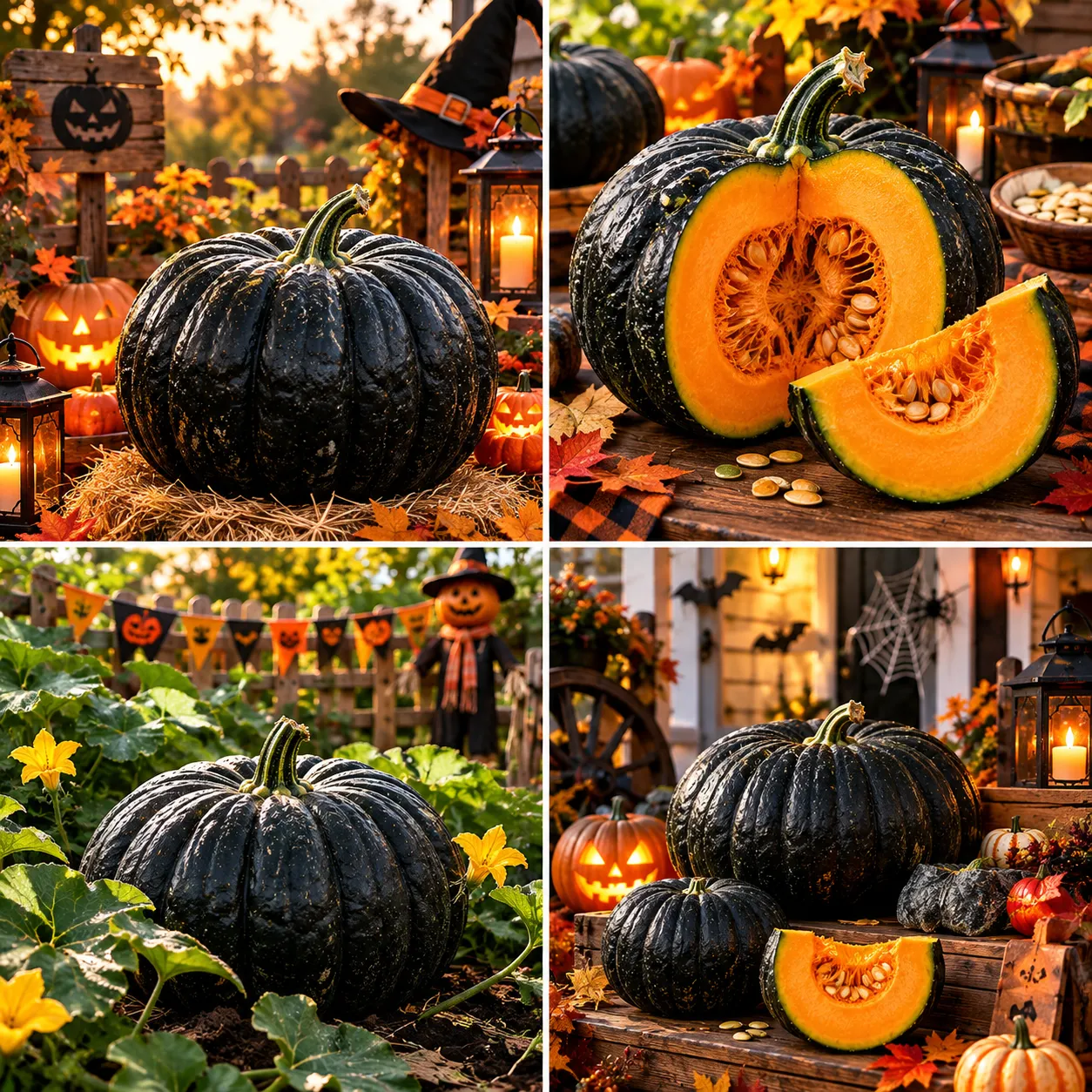🎃🖤 Obrovské čierne tekvicové semená 💥 Vypestujte si temnú a dramatickú hviezdu halloweenskej záhrady