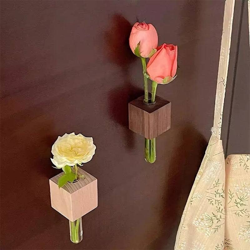 📢📢 TERAZ 50% ZĽAVA😍 Magnetická drevená váza so skúmavkou