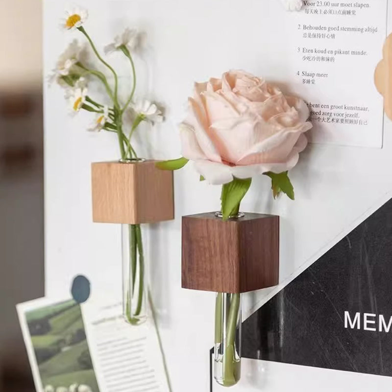 📢📢 TERAZ 50% ZĽAVA😍 Magnetická drevená váza so skúmavkou