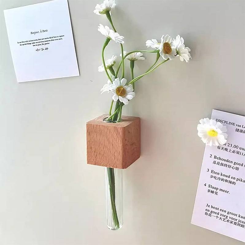 📢📢 TERAZ 50% ZĽAVA😍 Magnetická drevená váza so skúmavkou