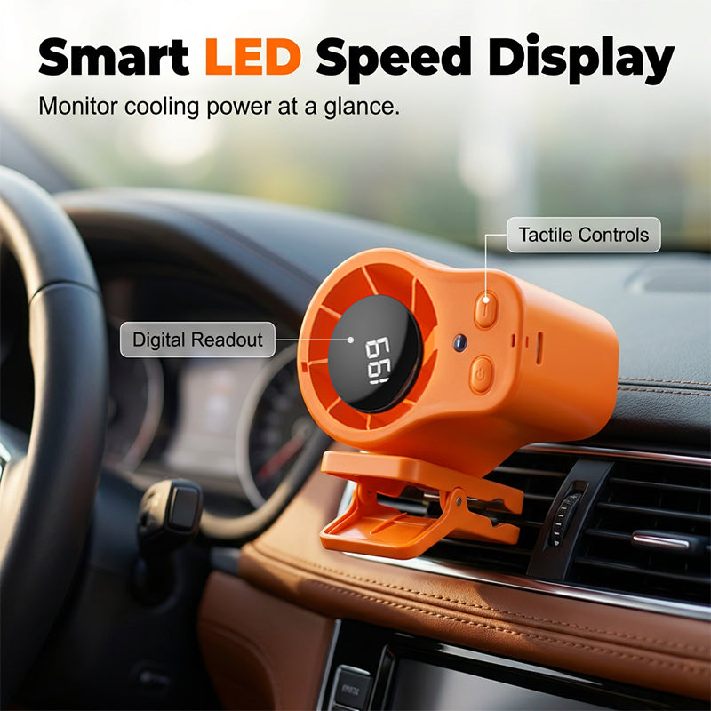 🚗 Užite si chladnú jazdu – Prenosný LED ventilátor do auta s inteligentným displejom – Platba na dobierku 💨🌬️
