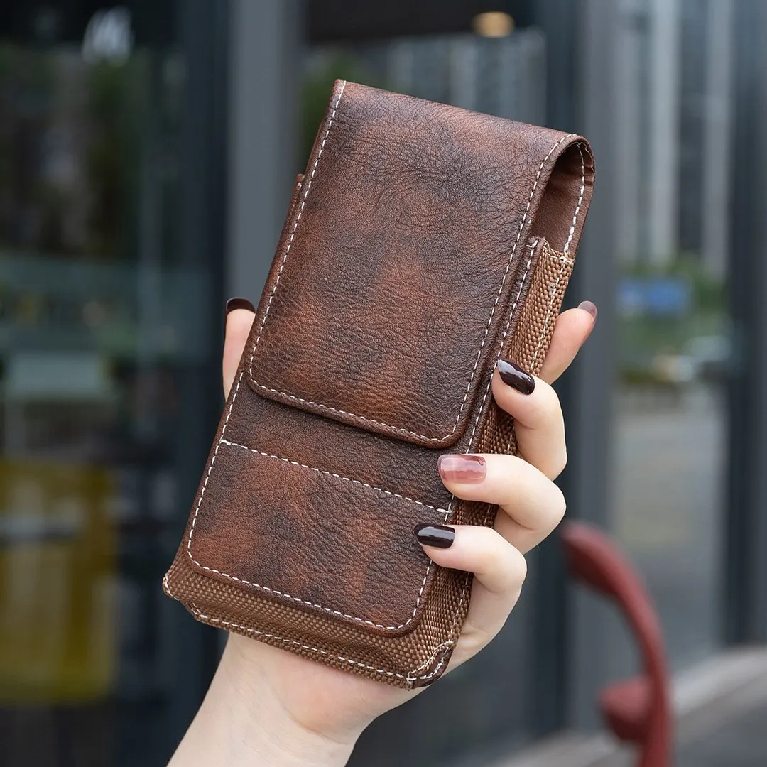 Puzdro na mobilný telefón na bedrový pás 📱 Kožené puzdro s viacerými vreckami a držiakom na karty