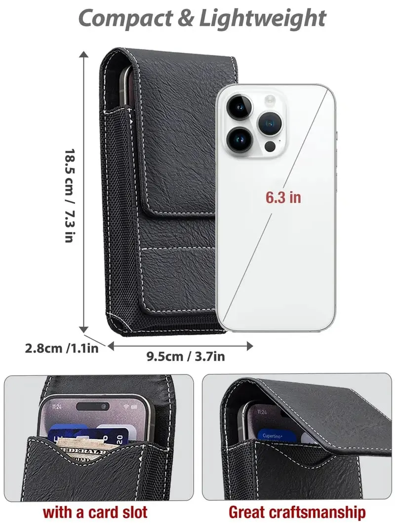 Puzdro na mobilný telefón na bedrový pás 📱 Kožené puzdro s viacerými vreckami a držiakom na karty