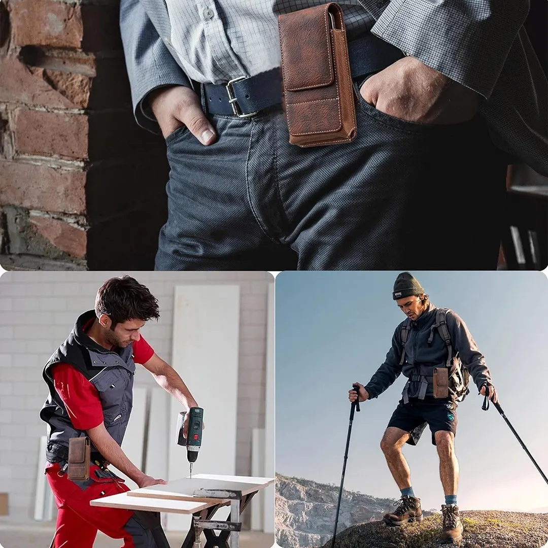 Puzdro na mobilný telefón na bedrový pás 📱 Kožené puzdro s viacerými vreckami a držiakom na karty