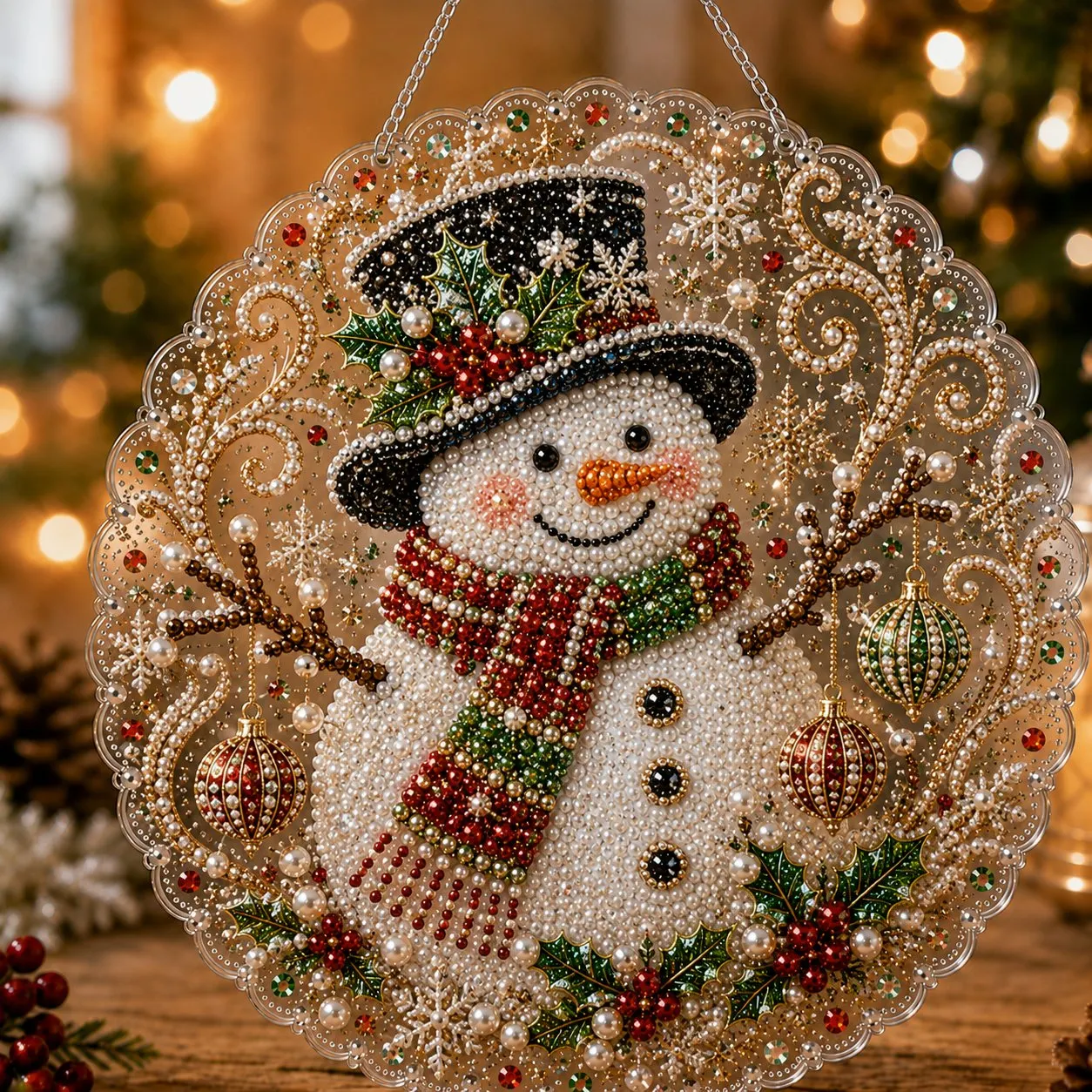 🎄Sada na zavesenie vianočných akrylových ozdôb (technika perleťového diamantového umenia) | Perlový tanier odolný voči poškriabaniu a vyblednutiu | Vianočná dekorácia svojpomocne 🎅💎
