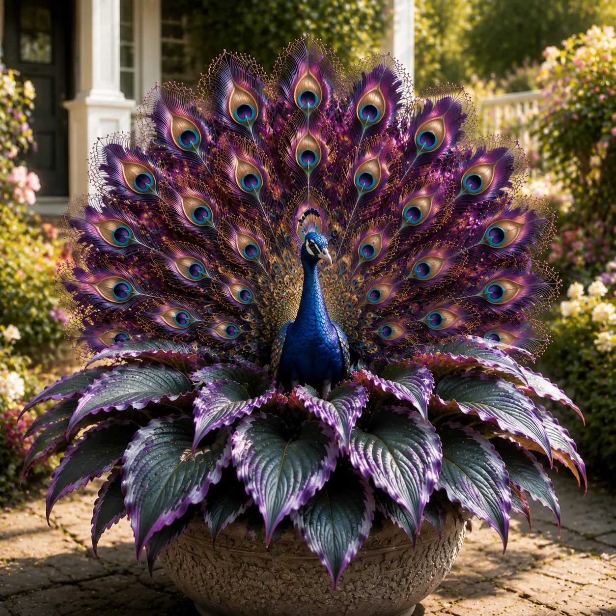🦚Hosta Royal Peacock Feather – vzácna záhradná kráska, ktorú si každý všimne