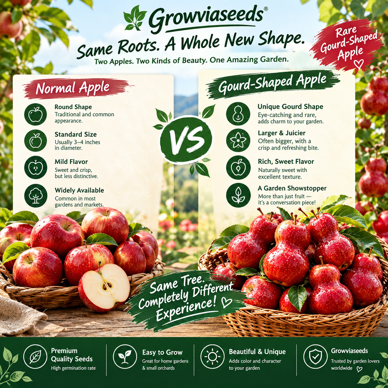 🏡🍎Semena jablek ve tvaru tykve 💥 Vypěstujte si neobvyklé jablko s jedinečným tvarem