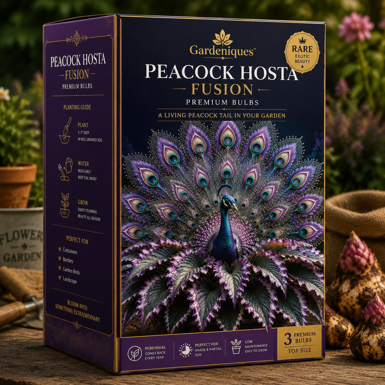 🦚Hosta Royal Peacock Feather – vzácna záhradná kráska, ktorú si každý všimne