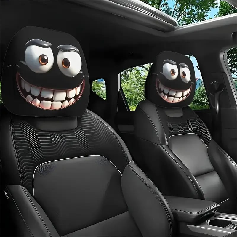 😆Vtipné kreslené poťahy na opierky hlavy do auta – 2 ks univerzálne 🚗
