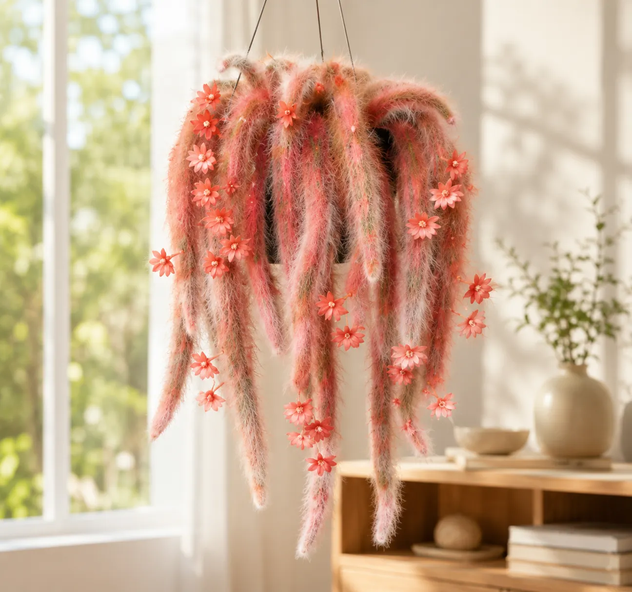 🌸Vzácne cibuľky kaktusu Rainbow Monkey Tail – kaskádovité kvety do závesných košov