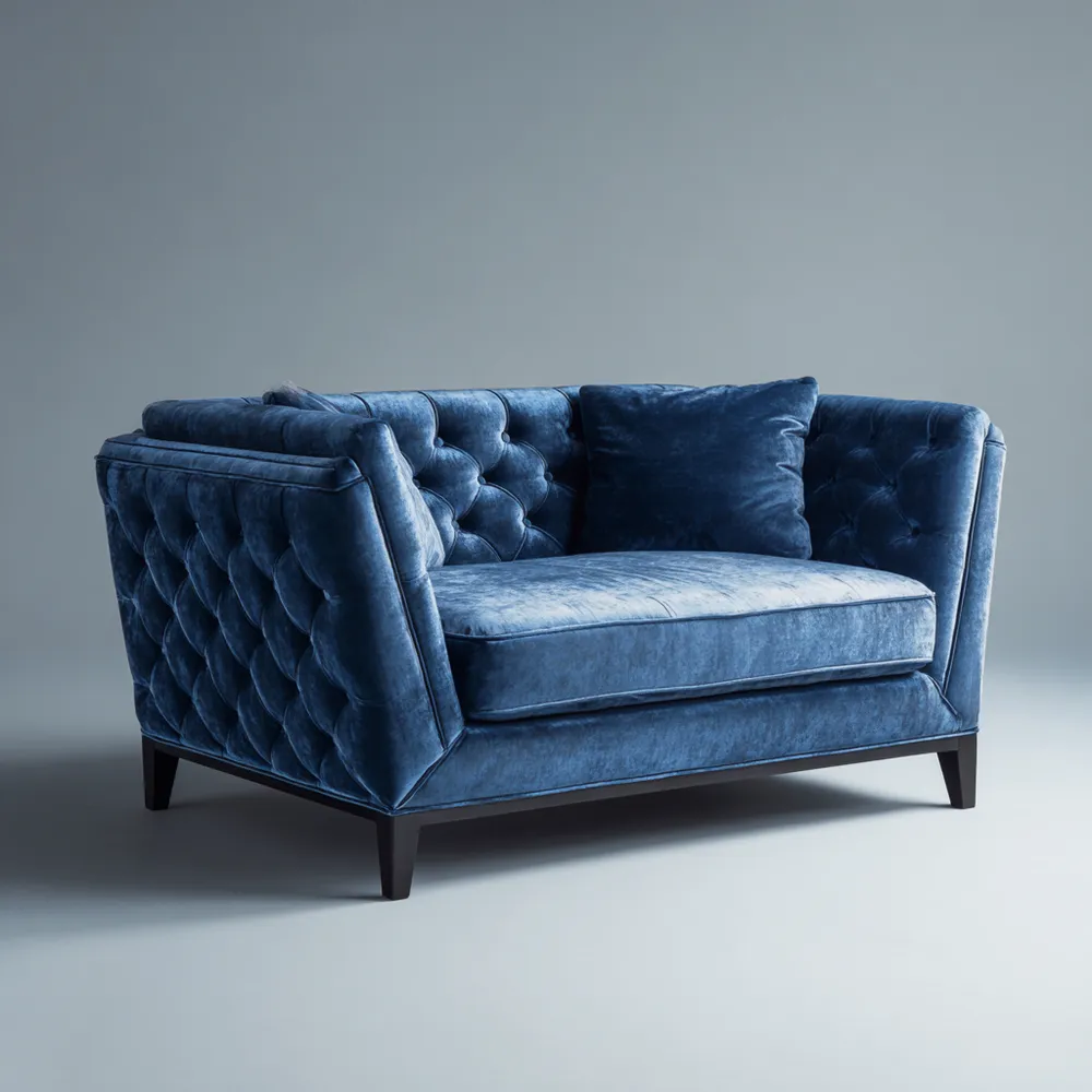 Divano due posti in velluto 150x85x75 cm - Blu - Design moderno