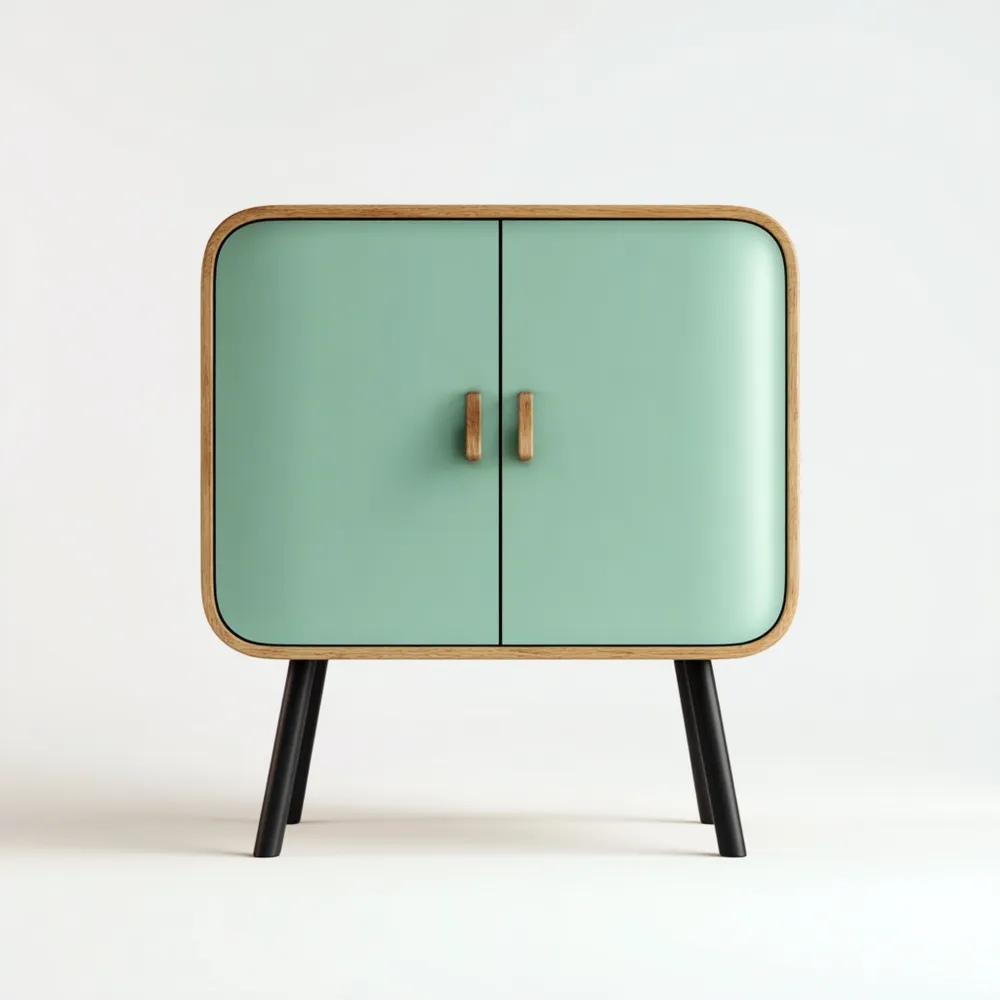 Mobile contenitore Moderno in Legno e Metallo 75x40x85 cm - Verde Salvia