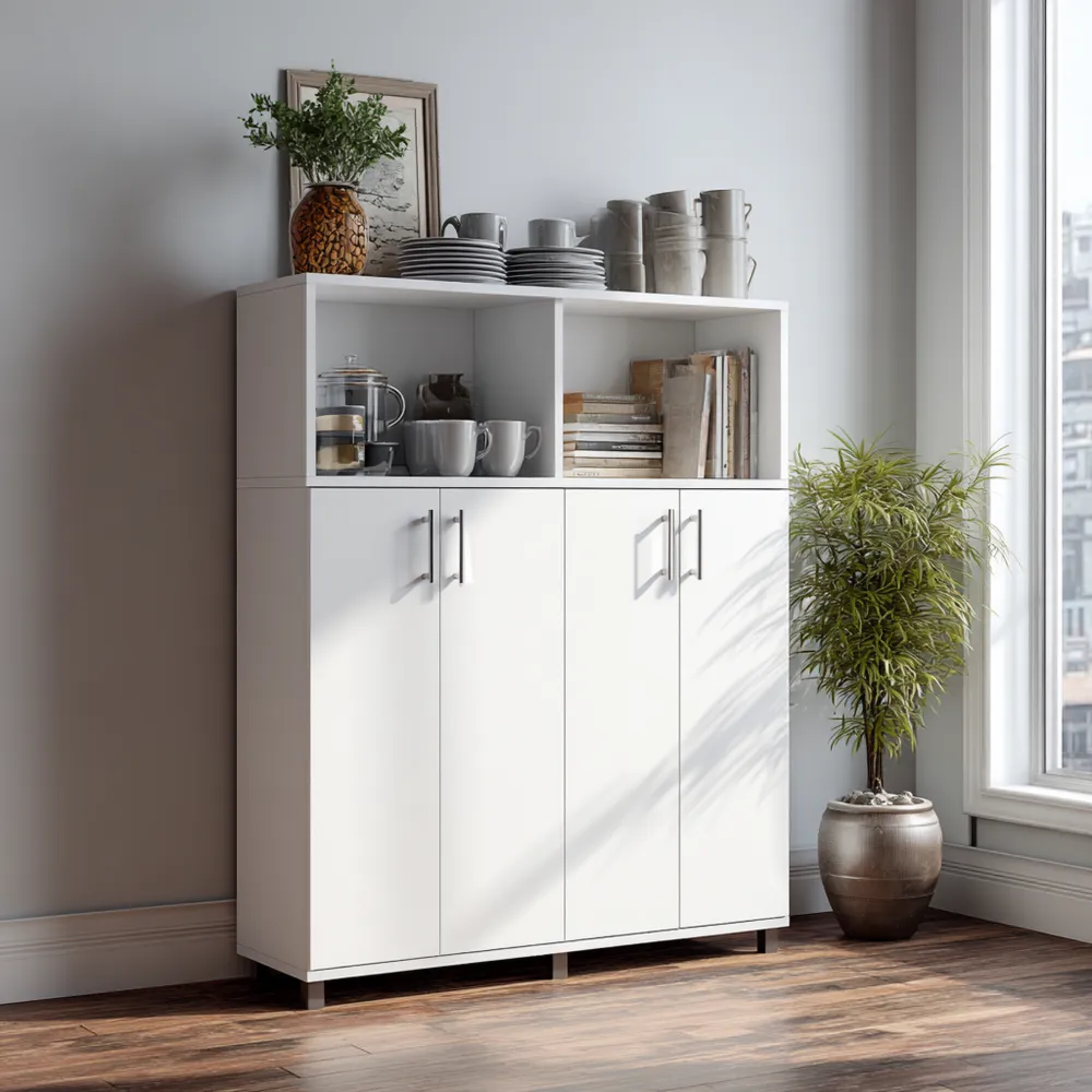 Mobile contenitore legno 80x35x120 cm - Bianco - Design moderno