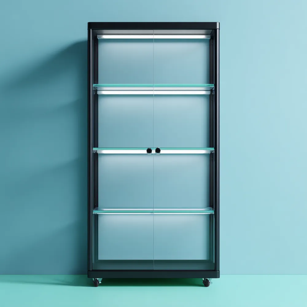 Vetrina Espositiva Vetro e Metallo 180x80x40 cm - Nero - Design Moderno