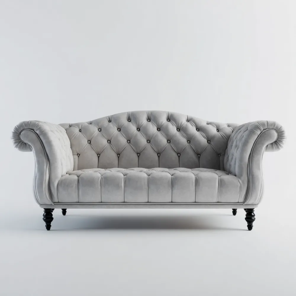 Divano due posti in velluto 190x80x85 cm – Grigio – Design Classico