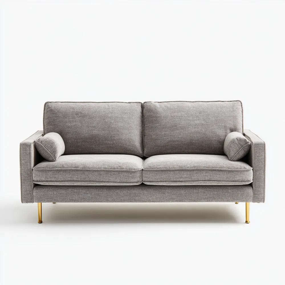 Divano Due Posti 150x85x90 cm in Tessuto Grigio Chiaro - Design Moderno