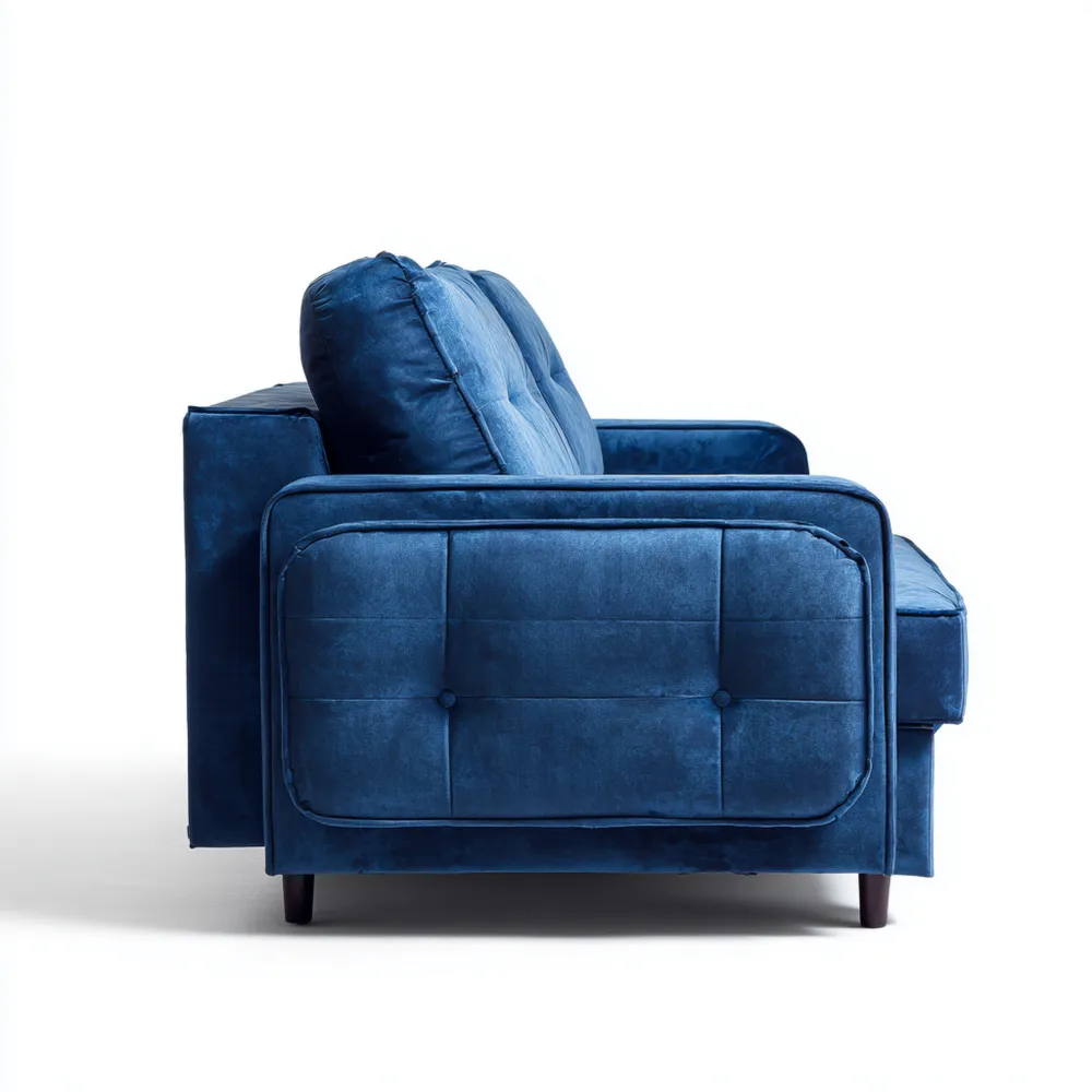 Divano a due posti in velluto 150x90x85 cm – Blu – Design Moderno