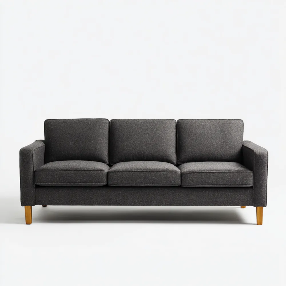 Divano a tre posti in tessuto 200x85x90 cm - Grigio scuro - Design moderno