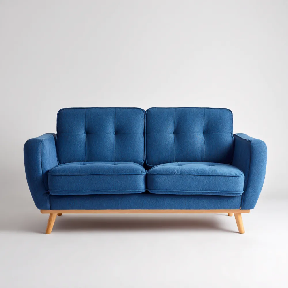 Divano due posti in tessuto Blu 150x80x85 cm – Design moderno