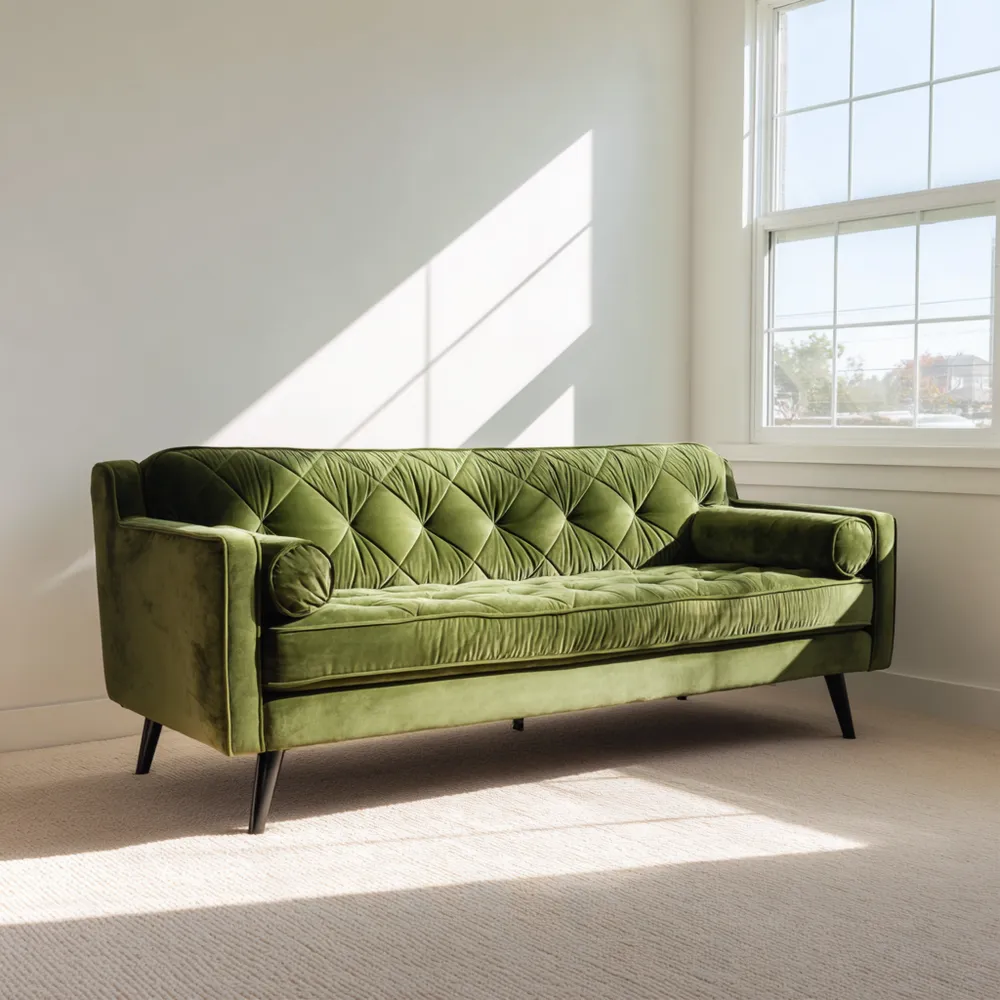 Divano due posti in Velluto 180x85x75 cm - Verde - Design Classico