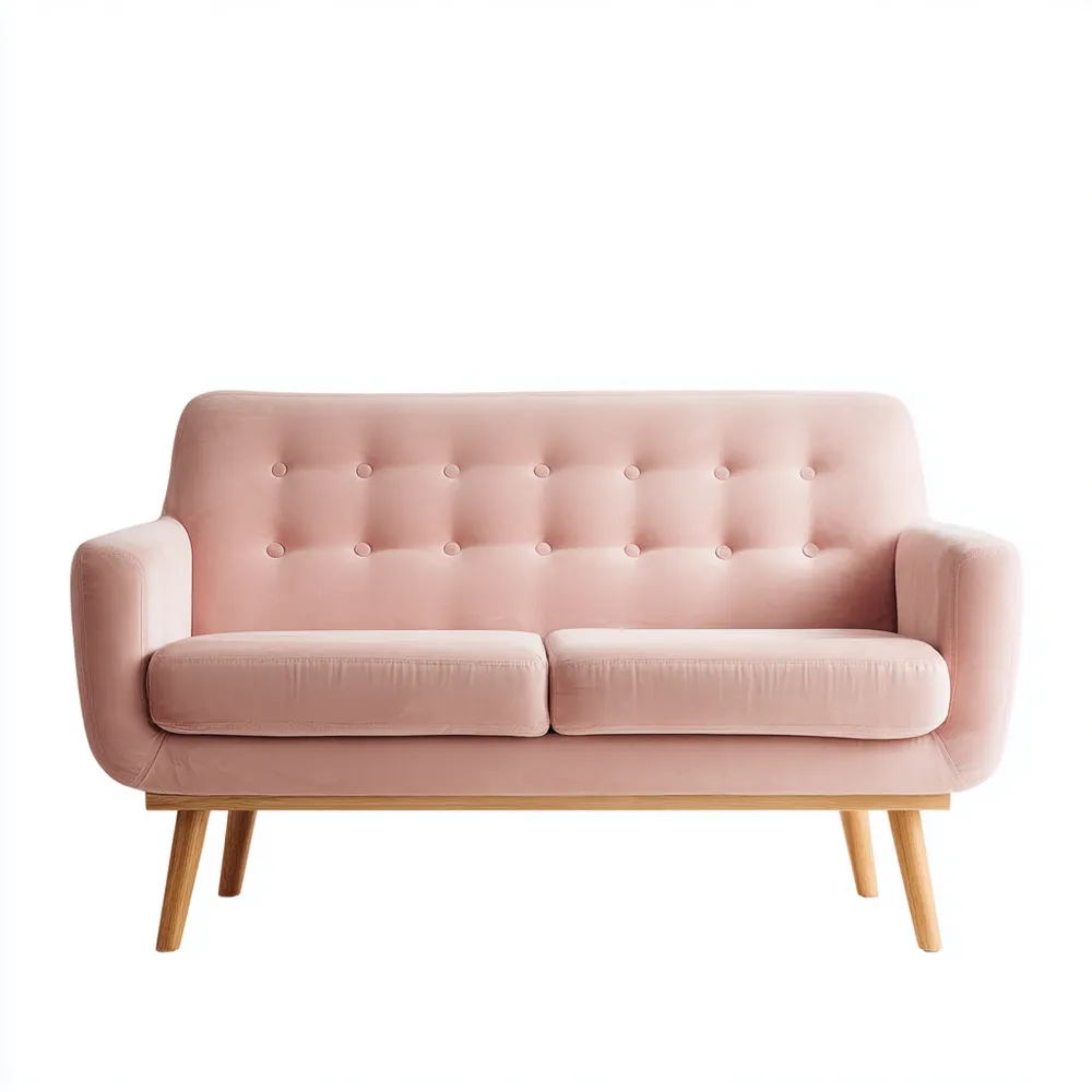 Divano due posti in velluto 150x80x85 cm - Rosa - Design moderno