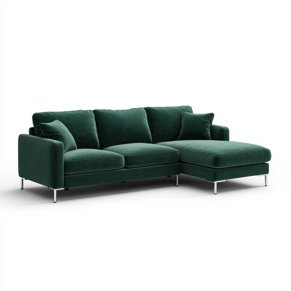 Ecksofa Samt 250x150x85 cm - Dunkelgrün - Moderner Stil-Yelavino