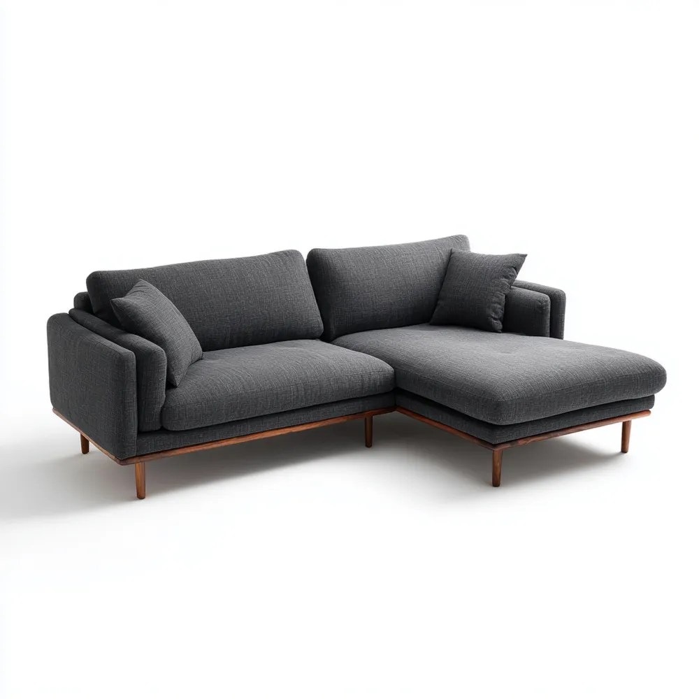 Ecksofa Stoff 250x150x85 cm – Dunkelgrau – Modernes Design-Yelavino