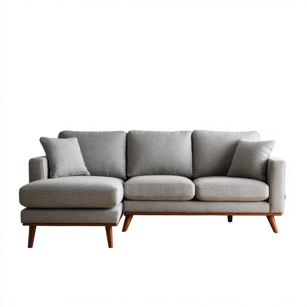 Ecksofa Stoff 280x160x80 cm - Hellgrau - Modernes Design-Yelavino