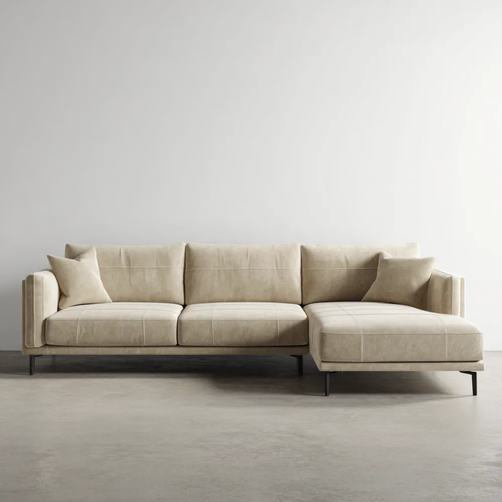 Ecksofa Stoffbezug 280x160x85 cm – Beige – Modernes Design-Yelavino