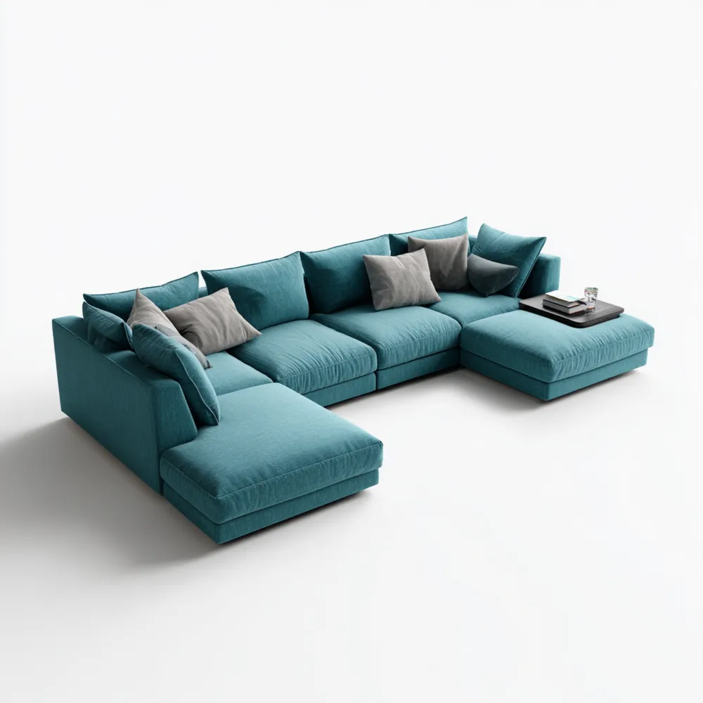 Ecksofa Set Stoffpolster 300x100x80 cm – Türkis – Modernes Design-Yelavino
