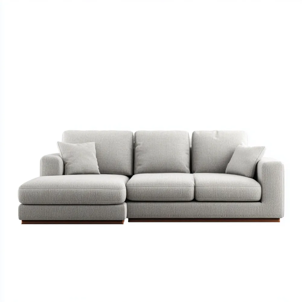 Ecksofa Stoff 280x100x85 cm – Hellgrau – Modernes Design-Yelavino