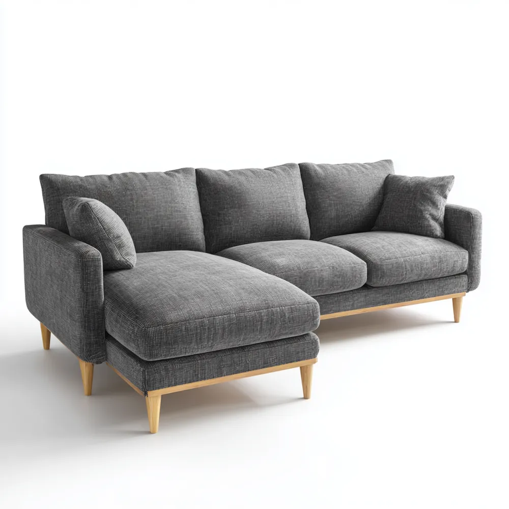 Ecksofa Stoffpolster 220x150x85 cm - Dunkelgrau - Modernes Design-Decorhaveny