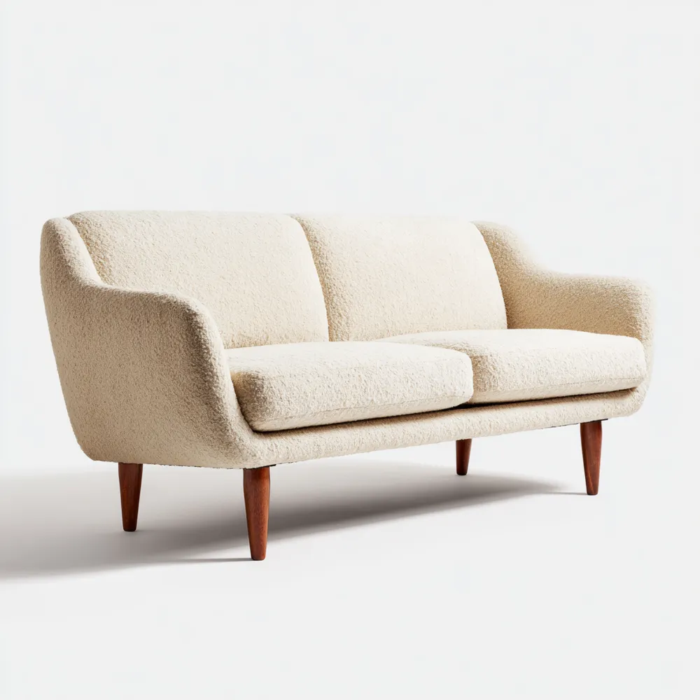 Zweisitzer-Sofa 180x85x80 cm Bouclé-Bezug – Cremeweiß – Skandinavisches Design-Decorhaveny