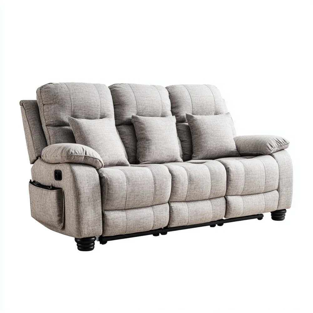 3-Sitzer-Sofa Stoffpolsterung 200x90x100 cm - Hellgrau - Modernes Design-Decorhaveny