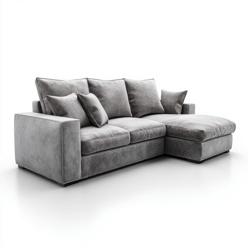 Ecksofa aus Samt 250x160x85 cm - Grau - Modernes Design-Decorhaveny