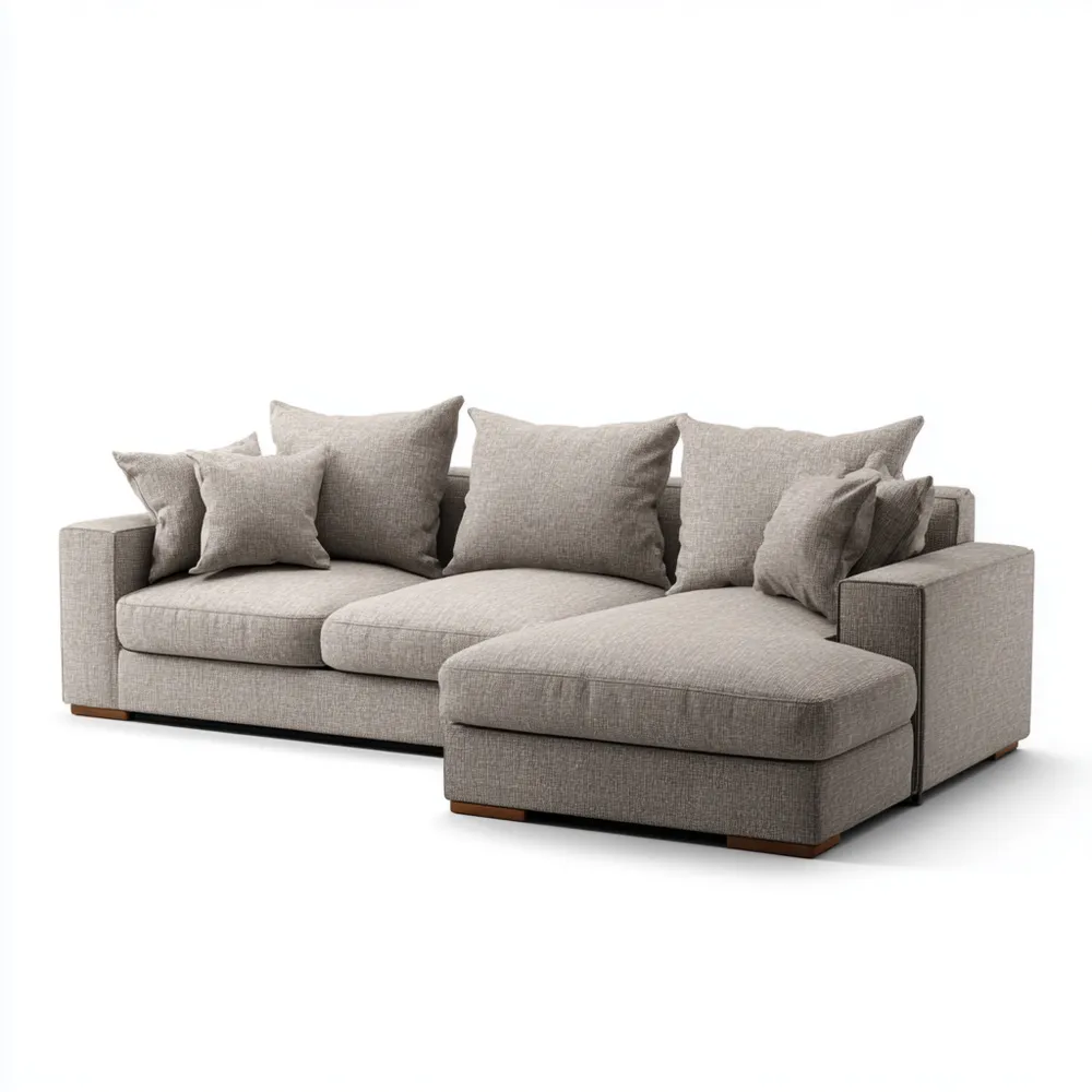 Ecksofa Stoff 270x150x85 cm - Hellgrau - Modernes Design-Decorhaveny