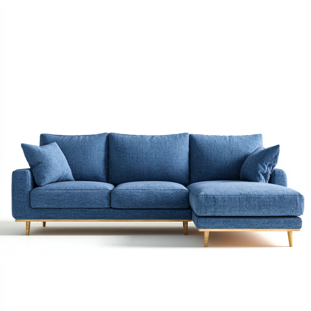 Canapé d'angle - Tissu Bleu - 250x150x85 cm - Design Contemporain