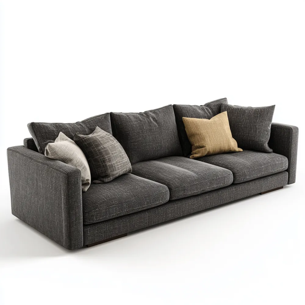 Canapé 3 places Tissu Gris Foncé 220x95x90 cm – Design Moderne